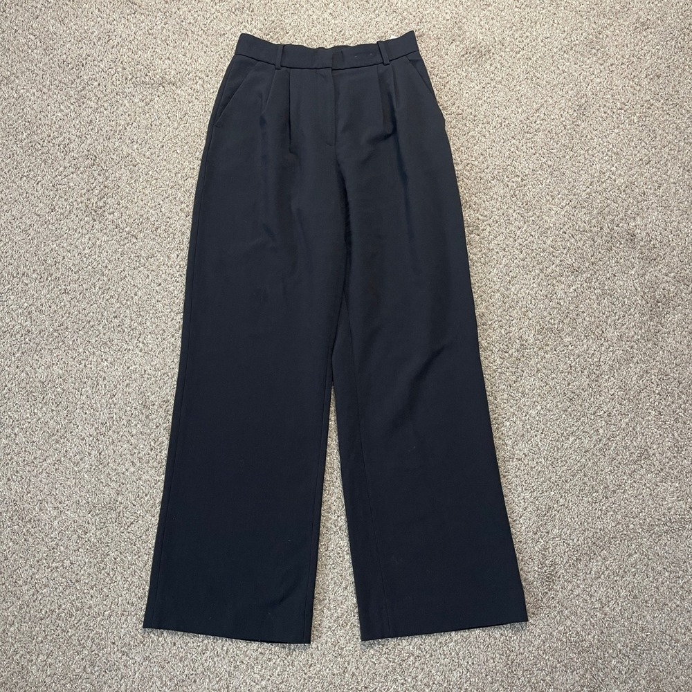 Abercrombie & Fitch Womens Trouser Pants Curve Love Wide Leg Pleated 27_4L Black